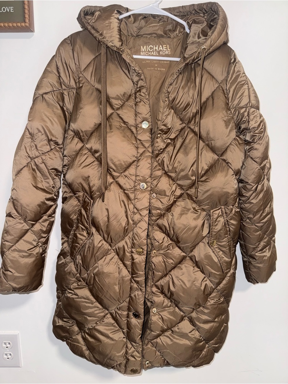 Michael Kors Quilted Hooded Puffer Coat - Bronze Brown